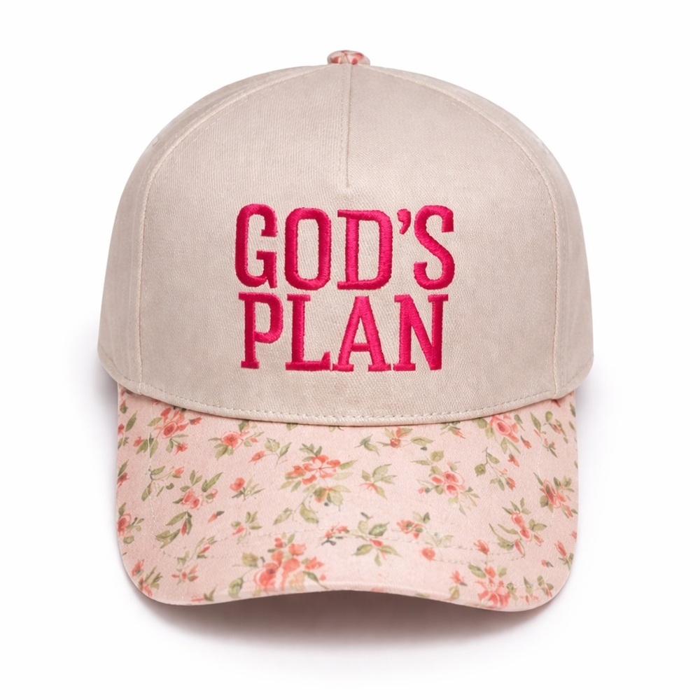God’s Plan Floral BrimBaseballCapEmbroidered Faith Christian Boutique Boho